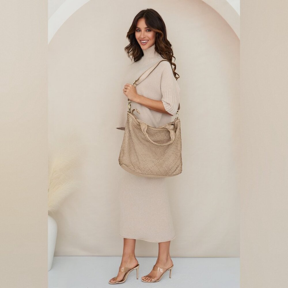 (407-COG) INTRECCIATO (BRAIDED) LEATHER TOTE BAG WITH SHOULDER STRAP - Picture 4 of 5